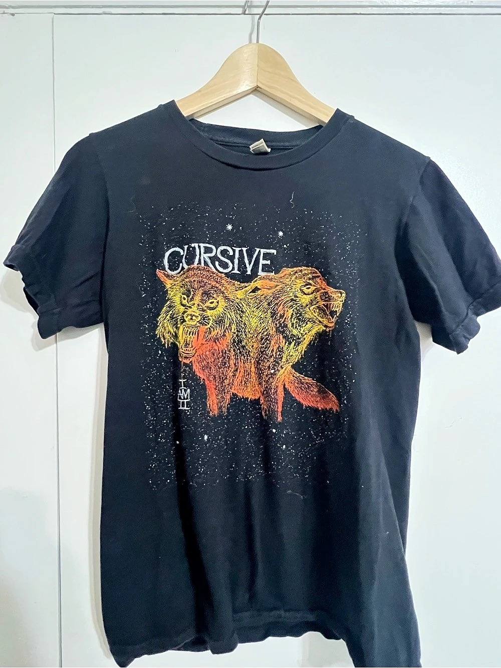 American Apparel Cursive Band I Am Gemini Wolf Graphic T-Shirt Graphic Bear Tee